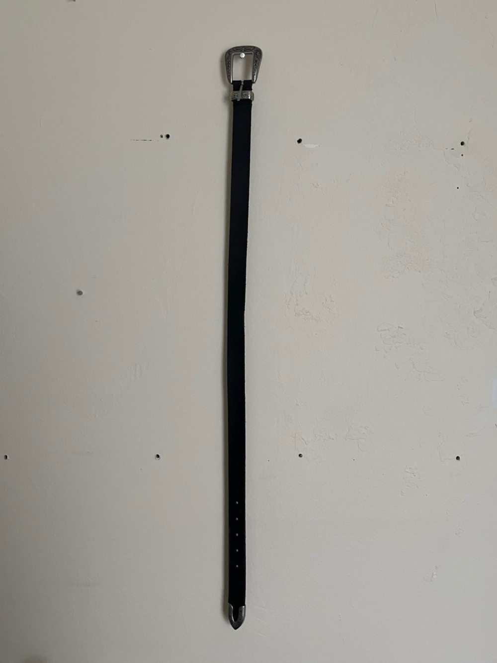 Urban Outfitters Black Leather Belt with Silver Buckle